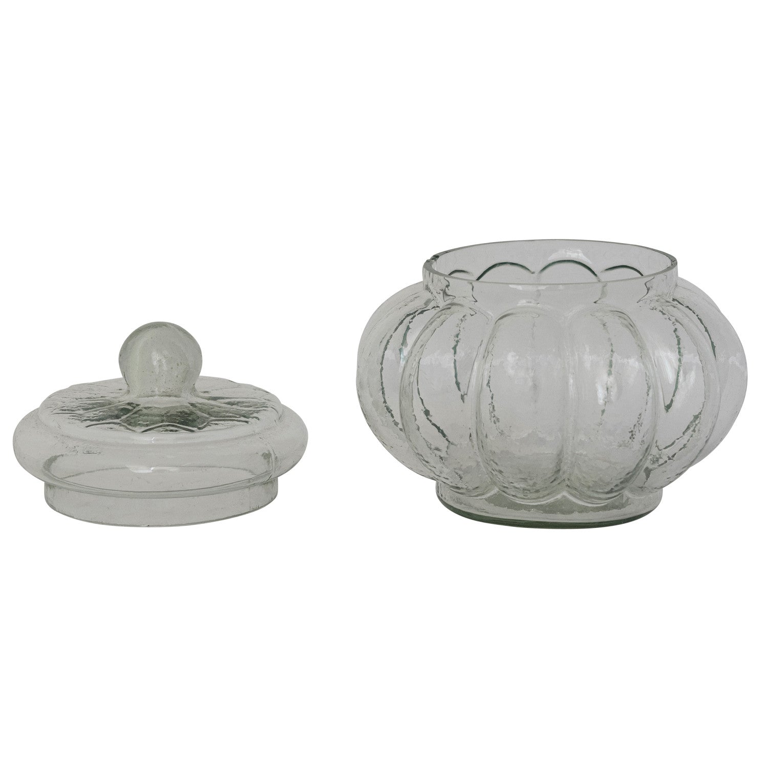 6-1/4" Round x 6-1/4"H 3 Cup Ribbed Glass Jar with Lid