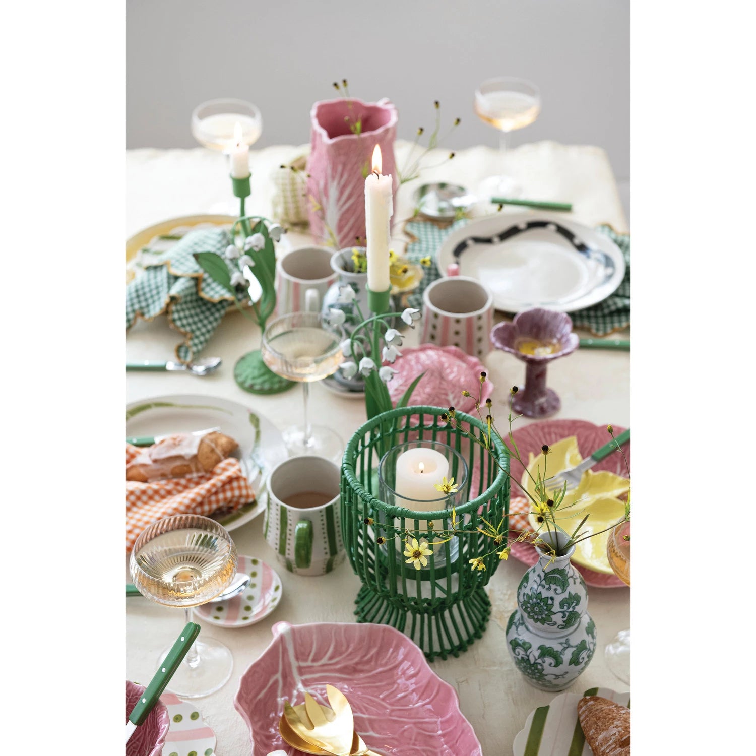 Stoneware Cabbage Shaped Plate, Pink