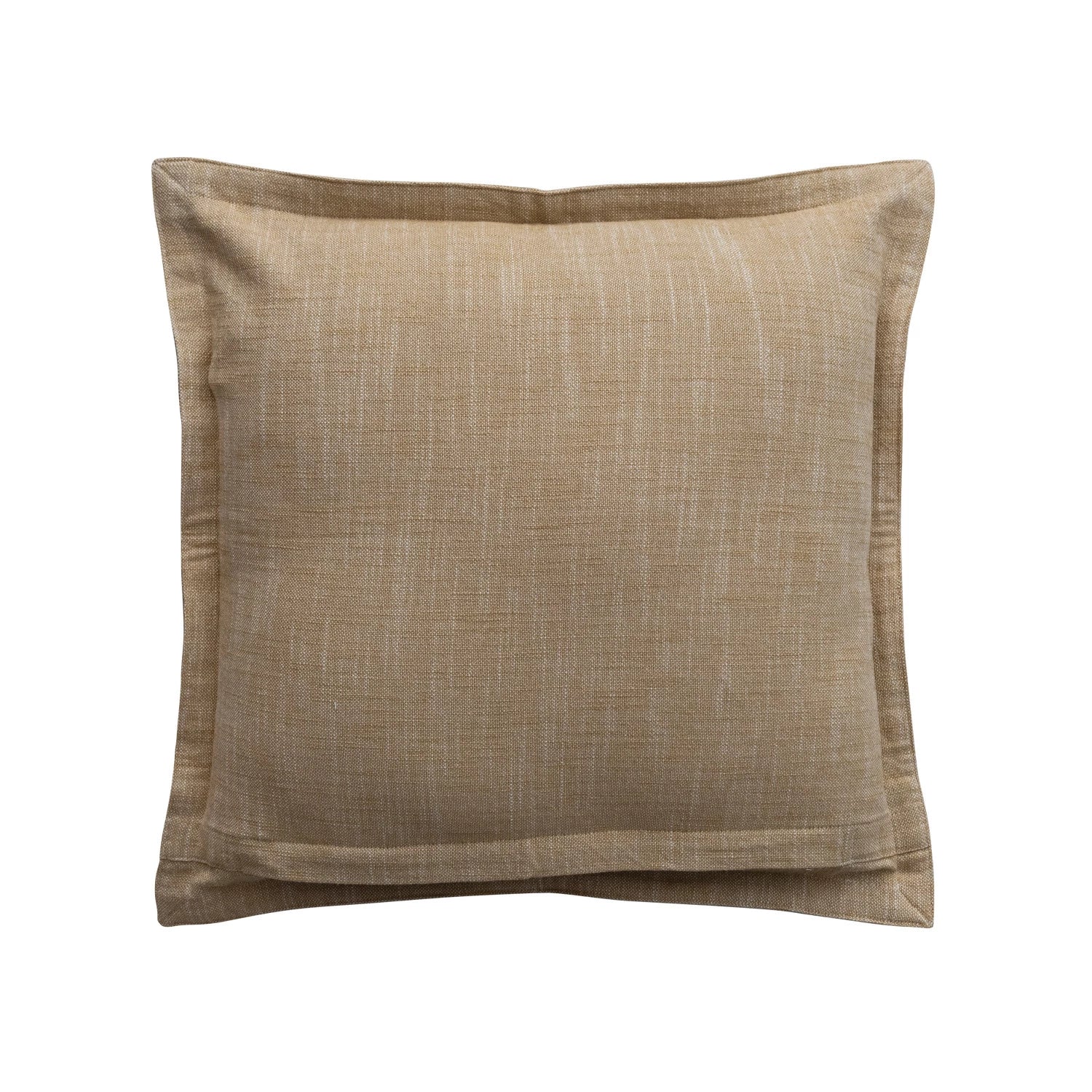Square Woven Cotton Pillow with Striped Flange Edge