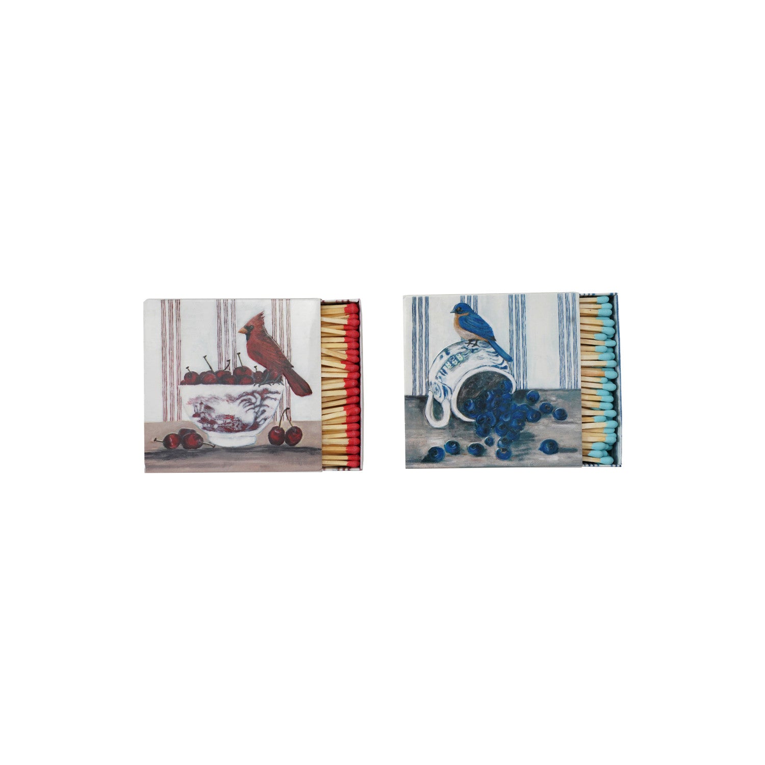 Safety Matches in Matchbox with Bird on Dish, 2 Styles