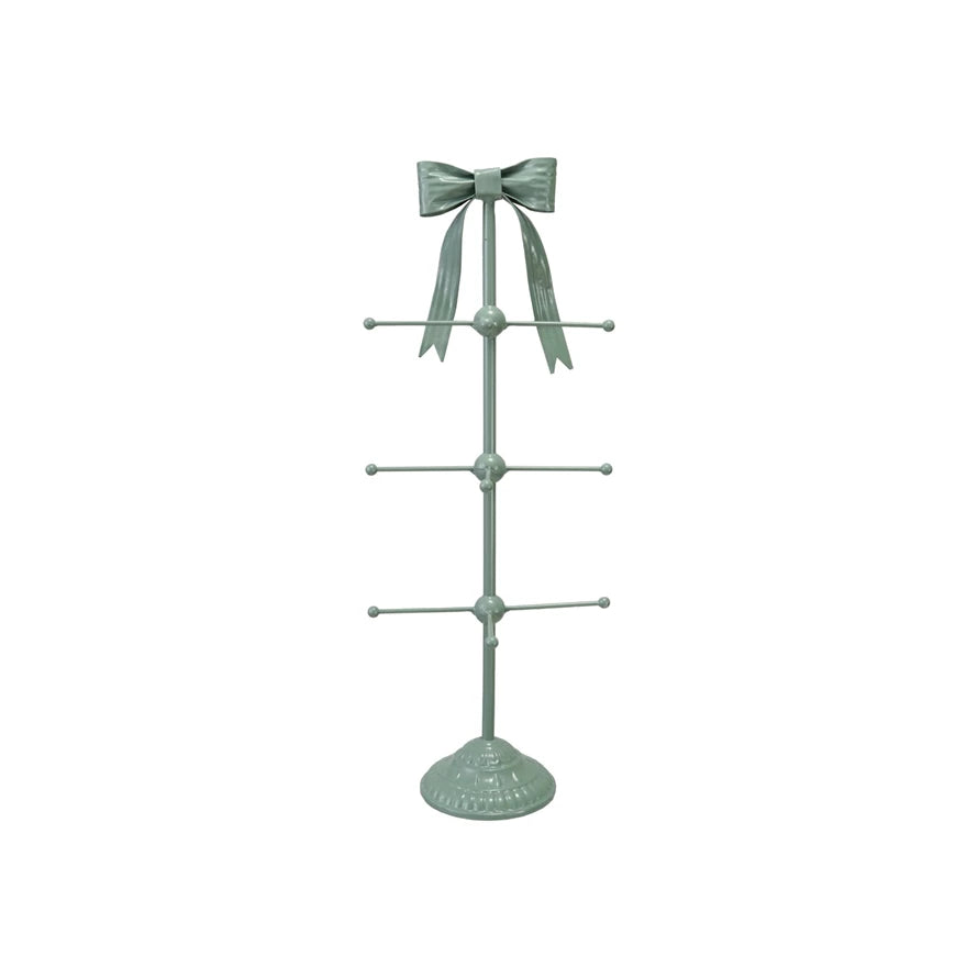 Metal Mug Rack with Bow, Eucalyptus Color