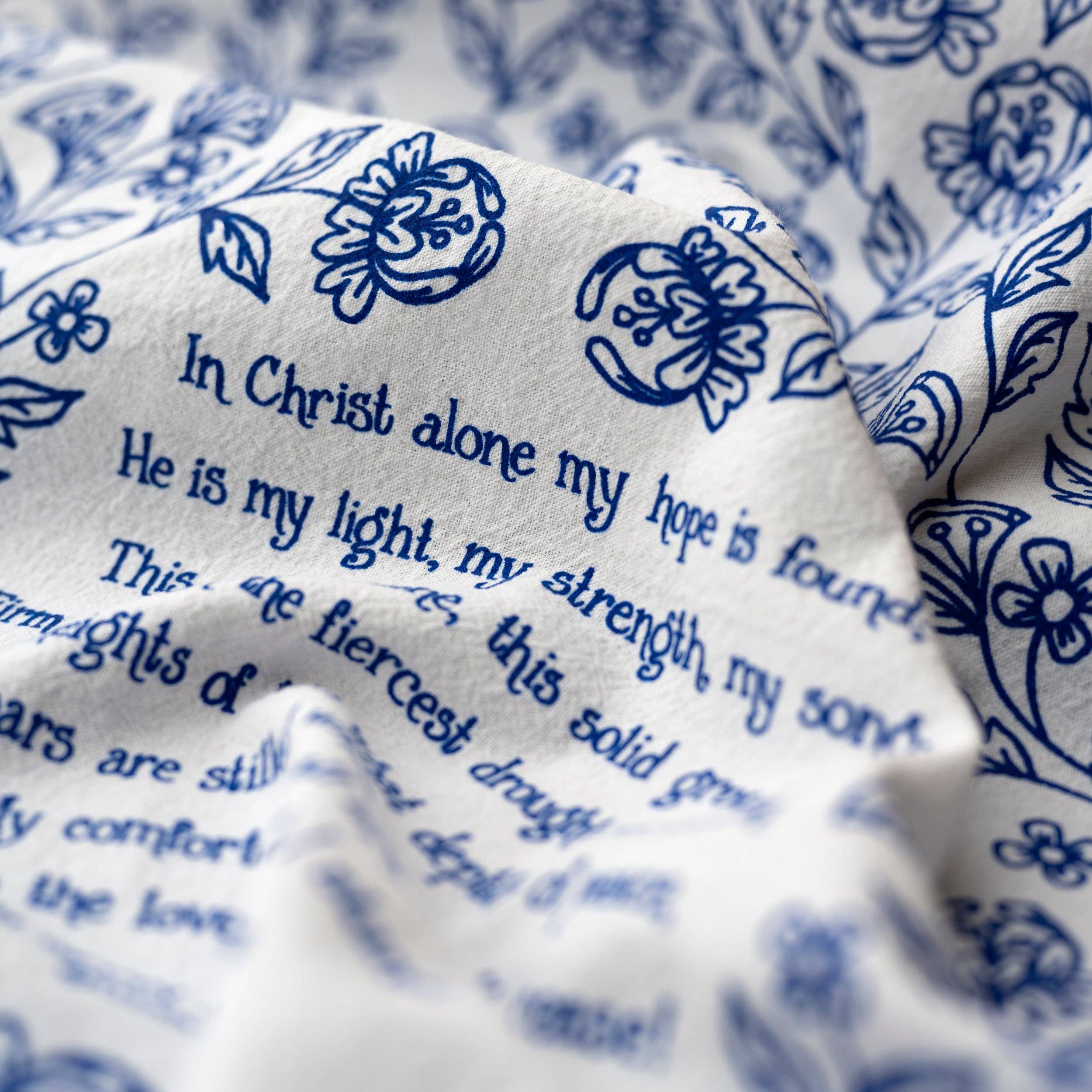 In Christ Alone Hymn Tea Towel  - Blue