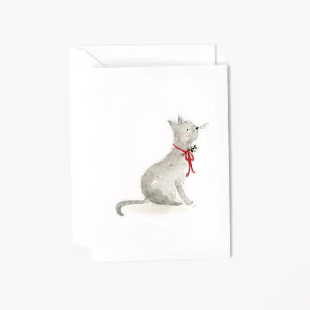 Christmas Cat Mini Enclosure Notecard by Emily Lex