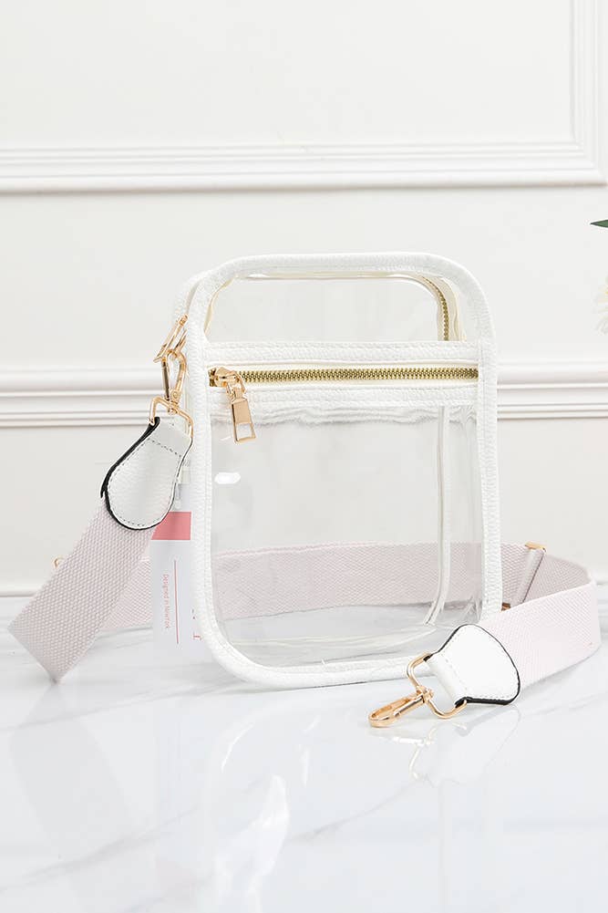 Clear PU Cross Body Mini Bag: Black