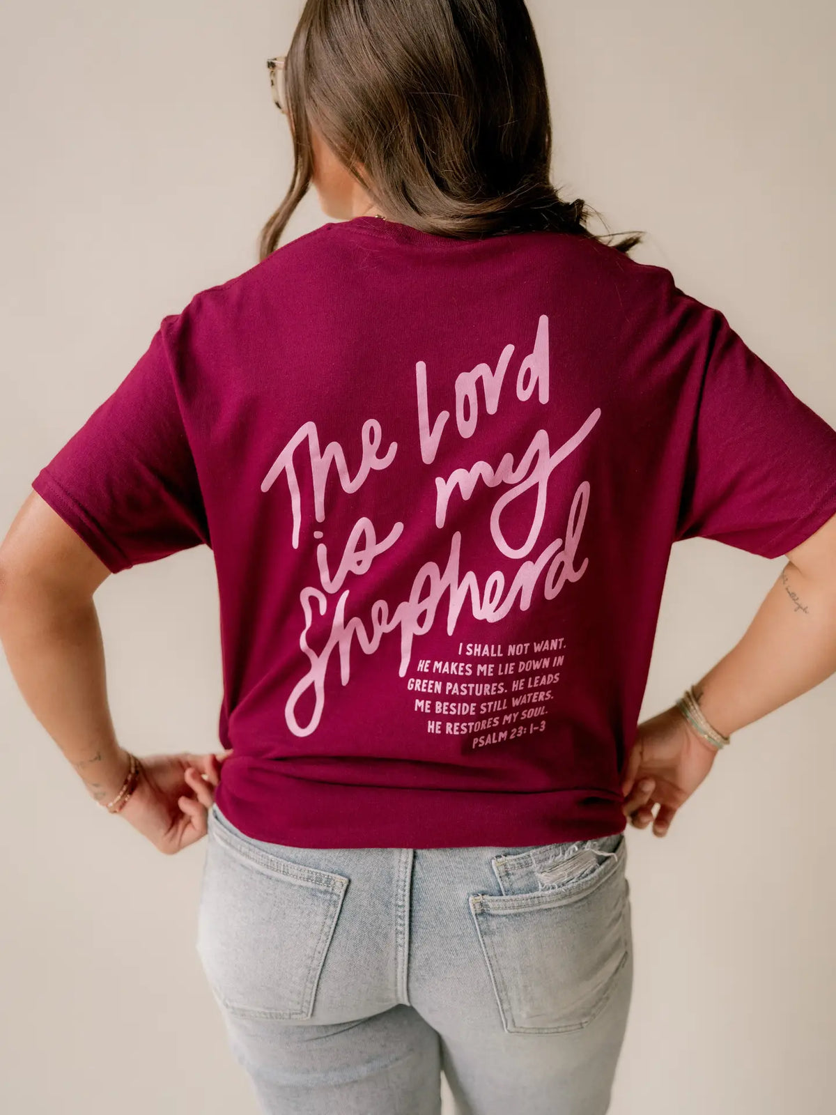 The Lord Is My Shepherd Tee - Maroon