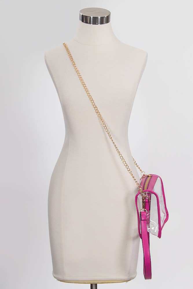 Clear Rectangle Stadium Concert Crossbody Bag: Red