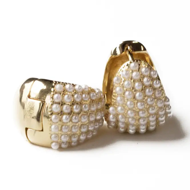 Seaside Earrings-Pearl Huggies