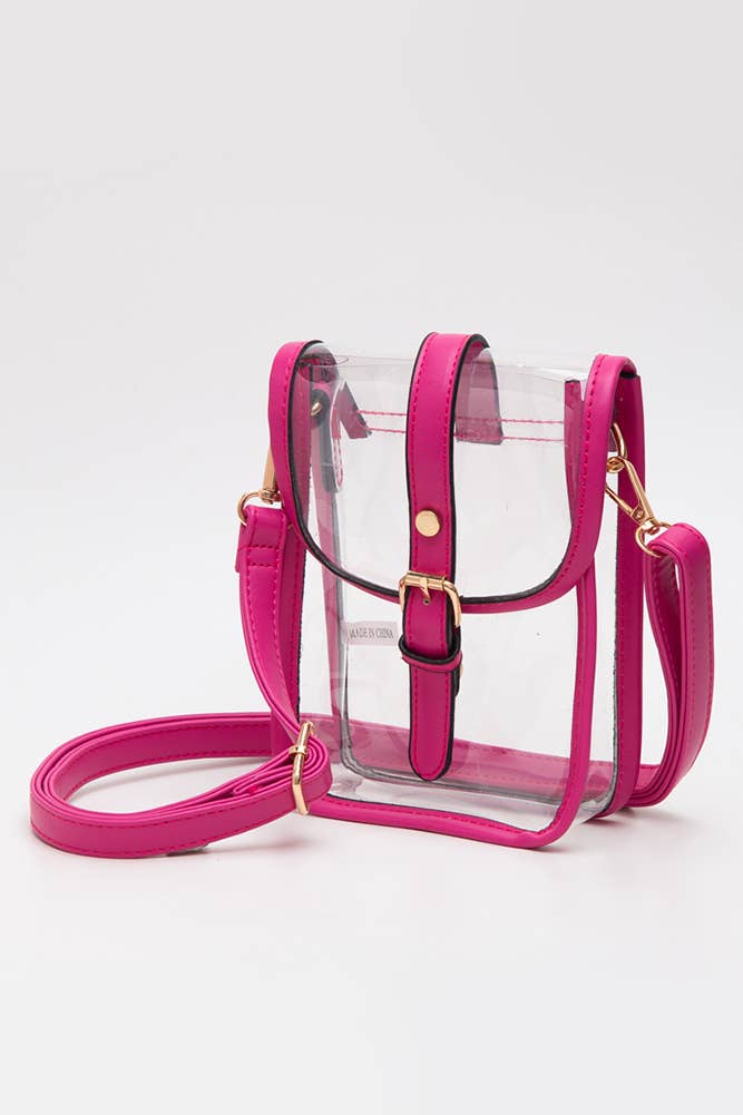Clear Cross Body Stadium Concert Transparent Handbag: Red
