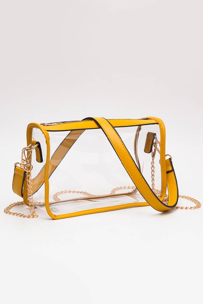 Clear Rectangle Stadium Concert Crossbody Bag: Red