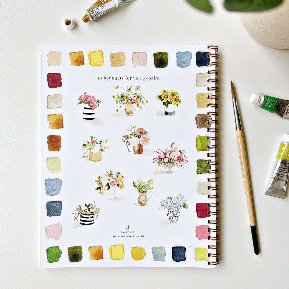 Bouquets Watercolor Workbook by emily lex