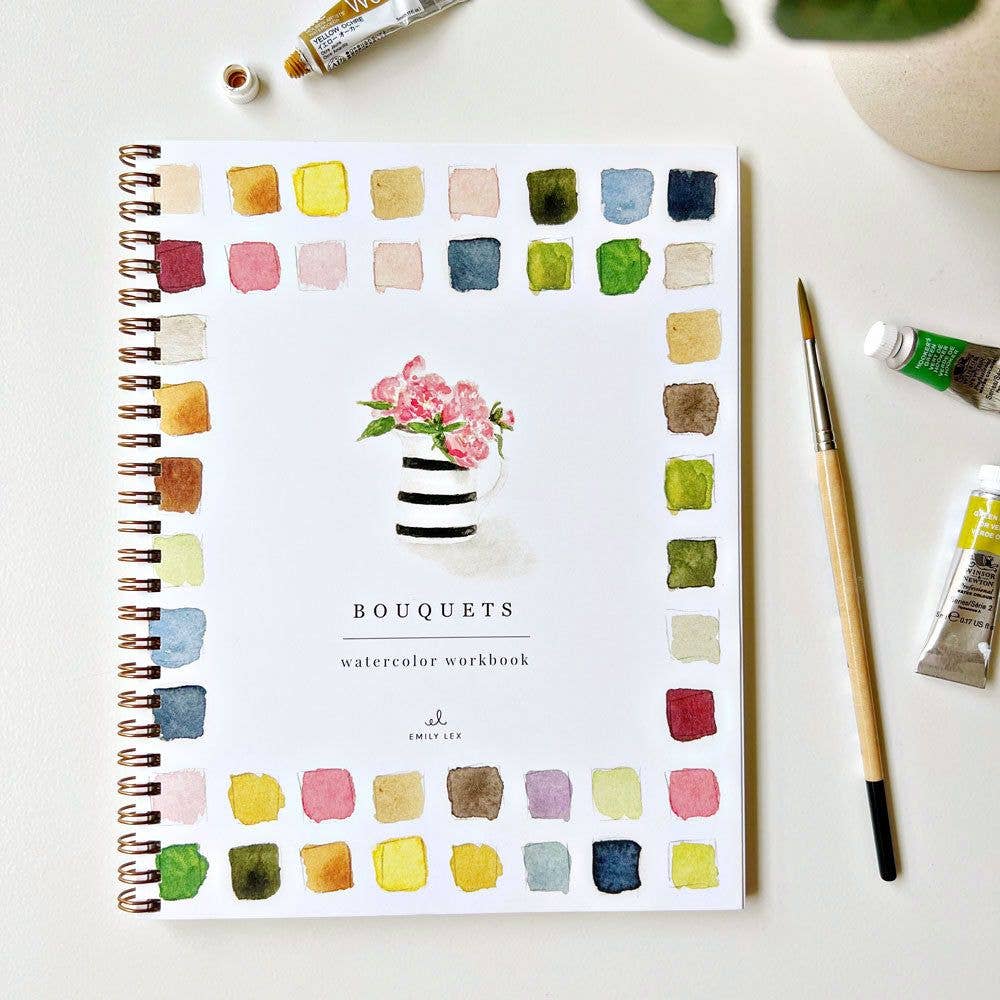 Bouquets Watercolor Workbook by emily lex