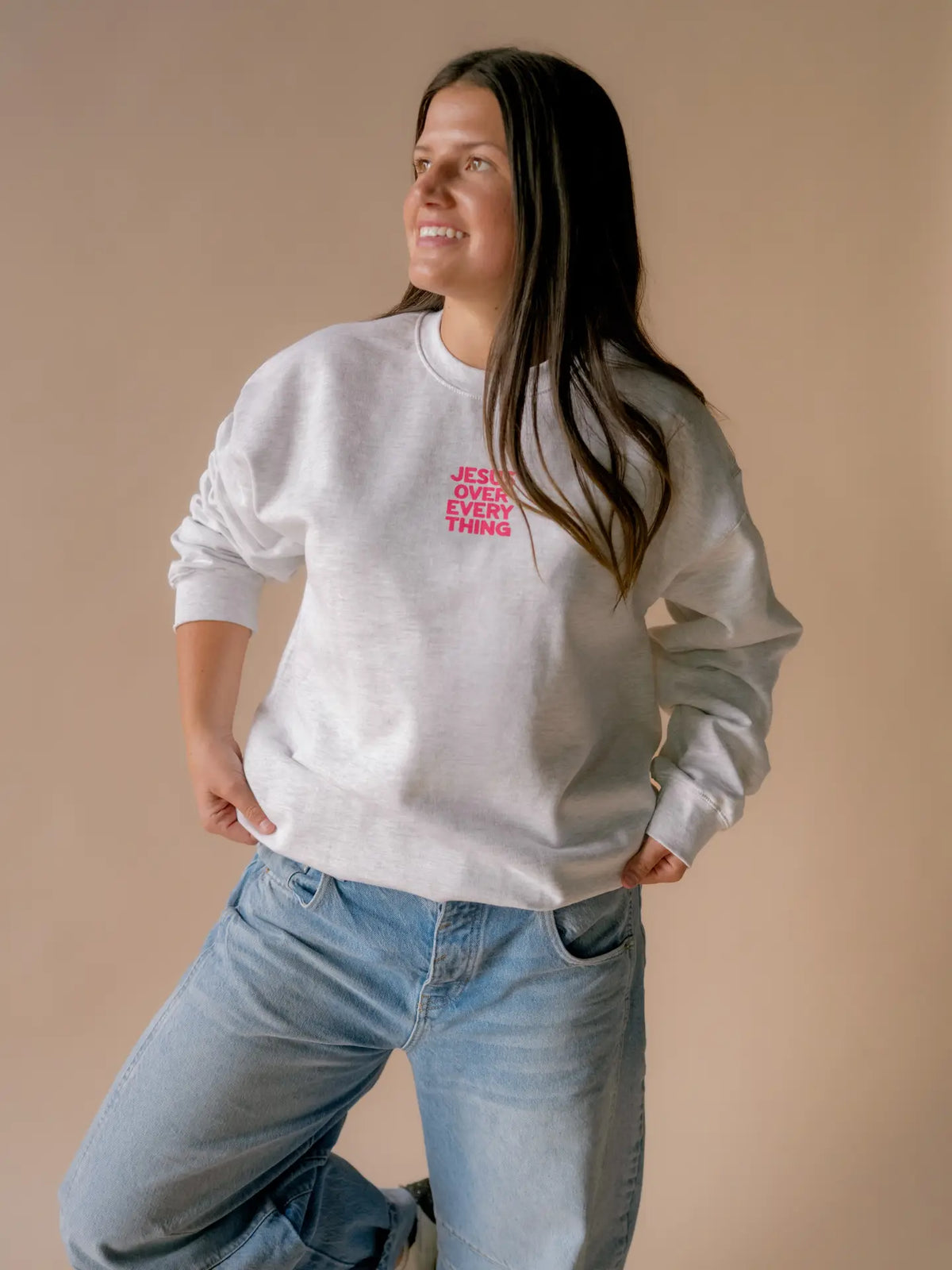 Jesus Over Everything Pullover - Ash Grey