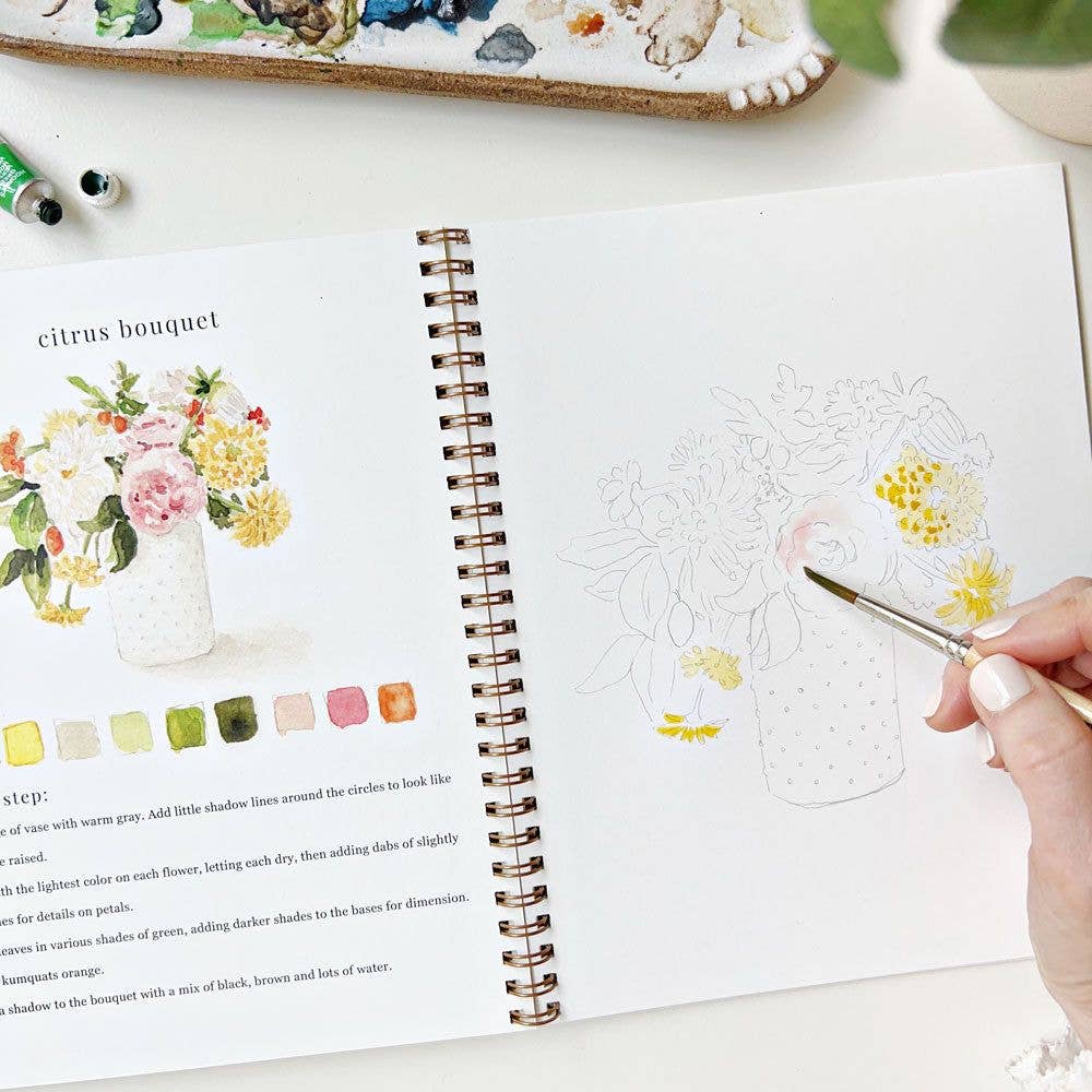 Bouquets Watercolor Workbook by emily lex