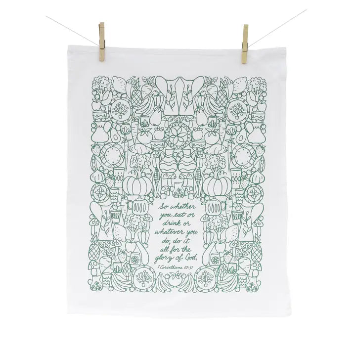 For the Glory of God Scripture Tea Towel