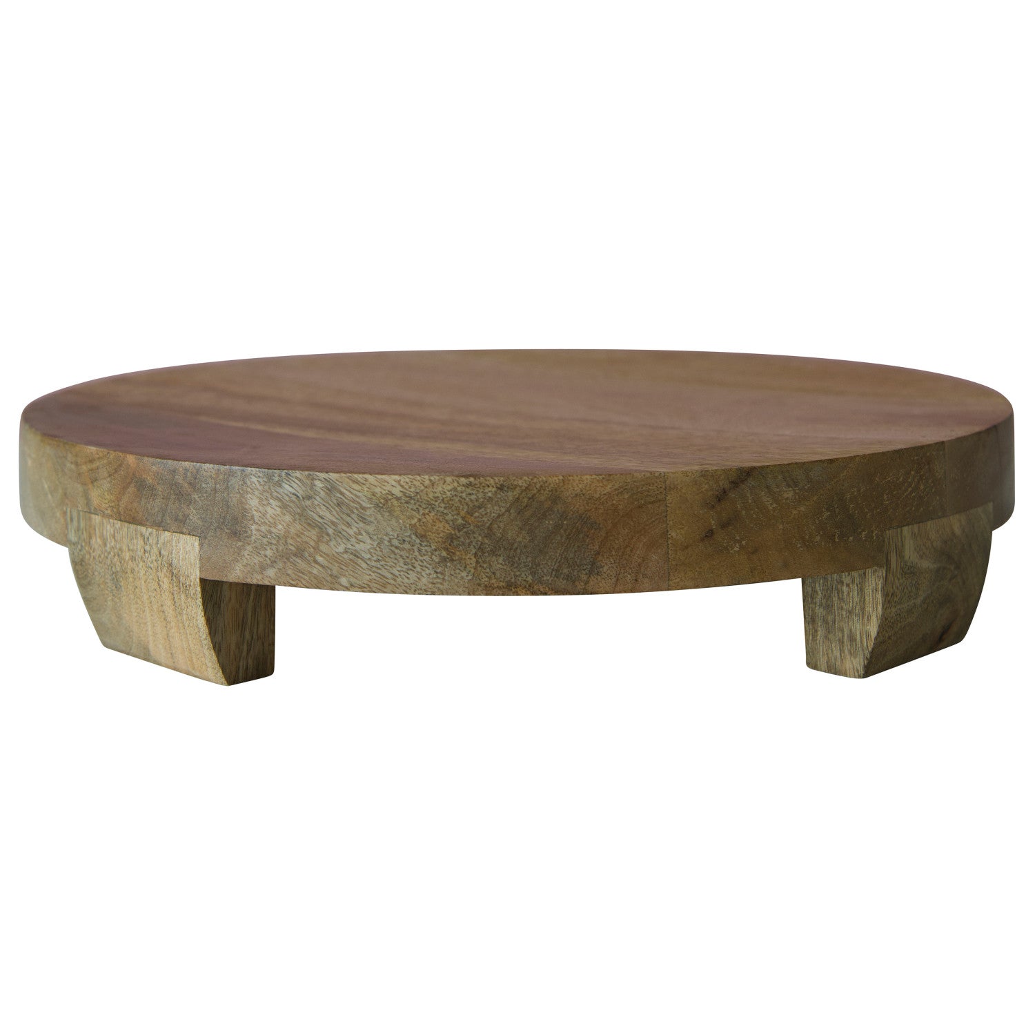 Mango Wood Footed Pedestal, Natural
