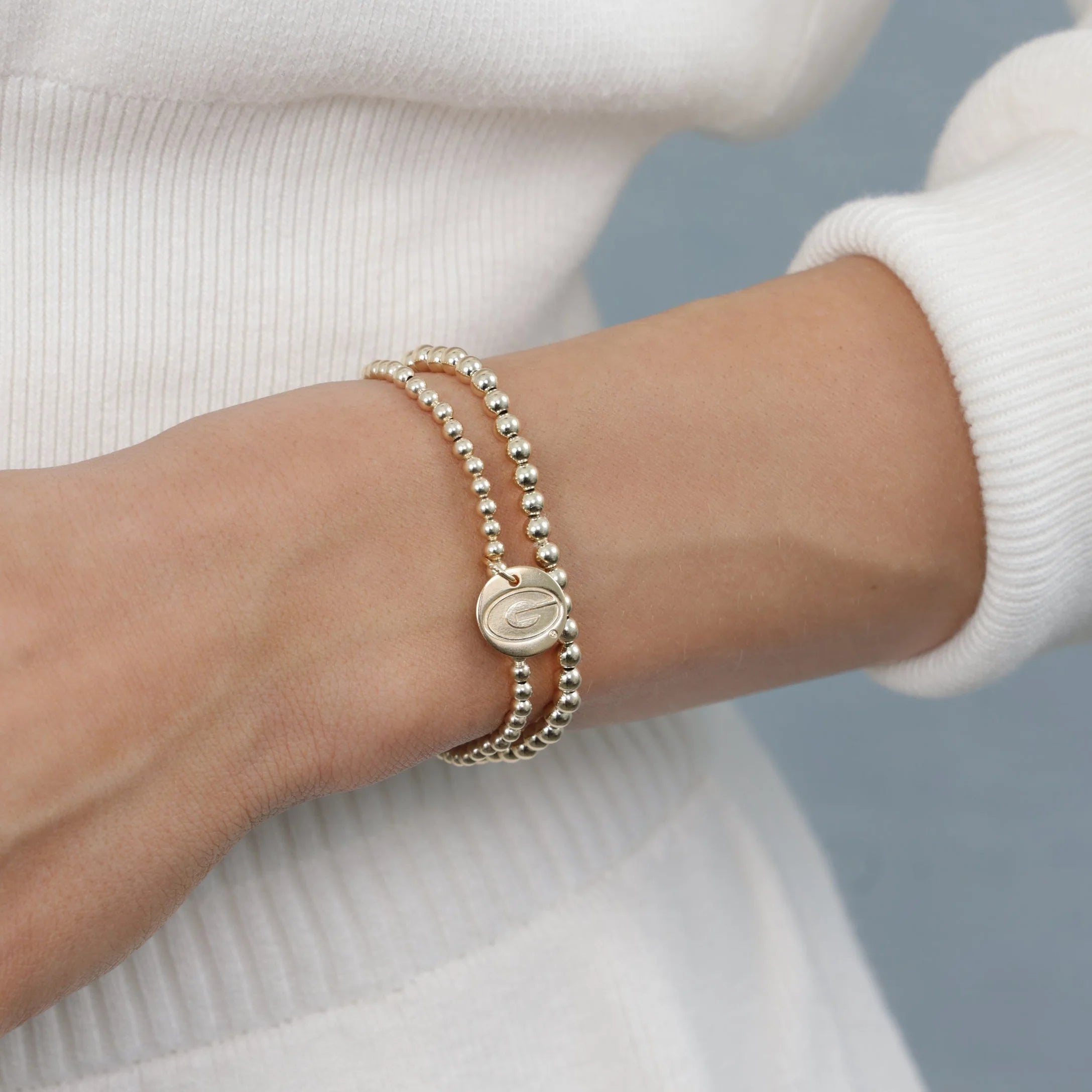 ECollegiate Classic Gold 3mm Bracelet - UGA Disc