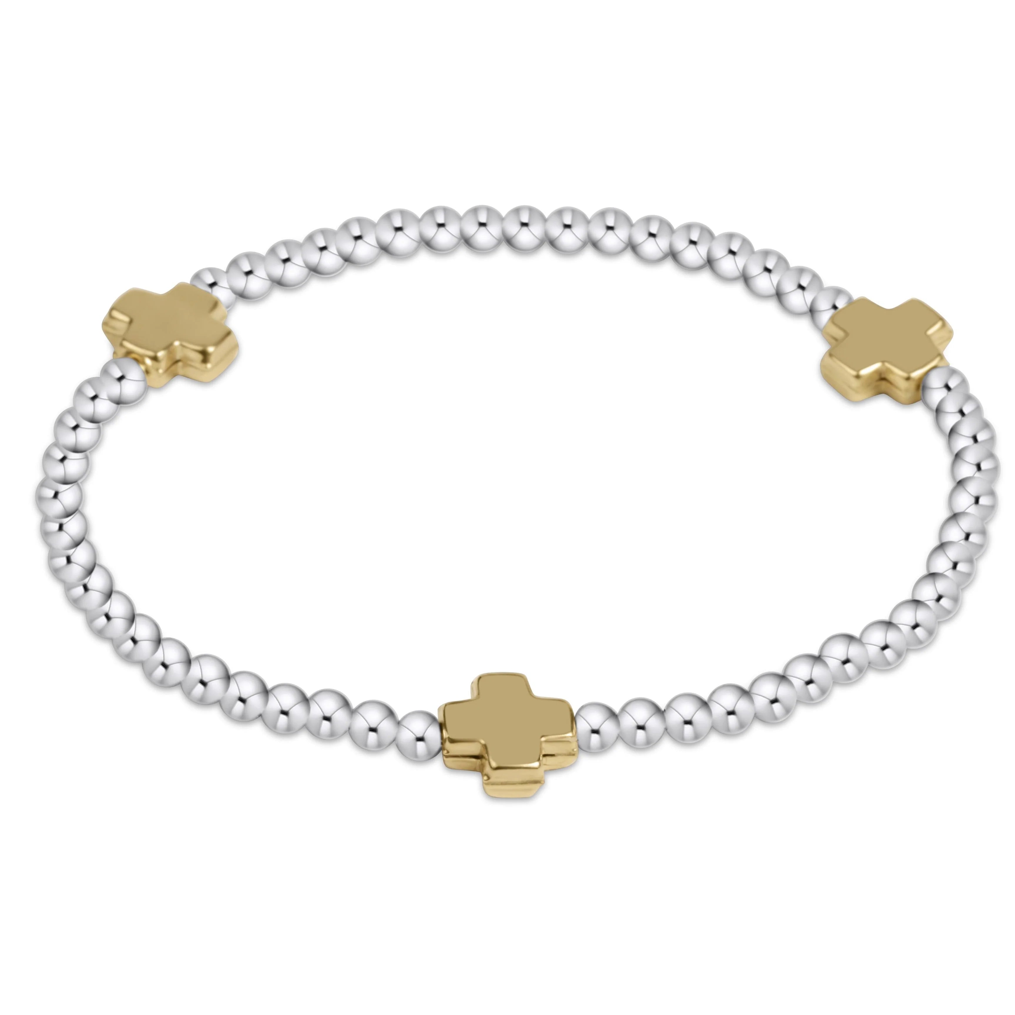 Enewton Extends Signature Cross Gold Pattern 3mm Bead Bracelet