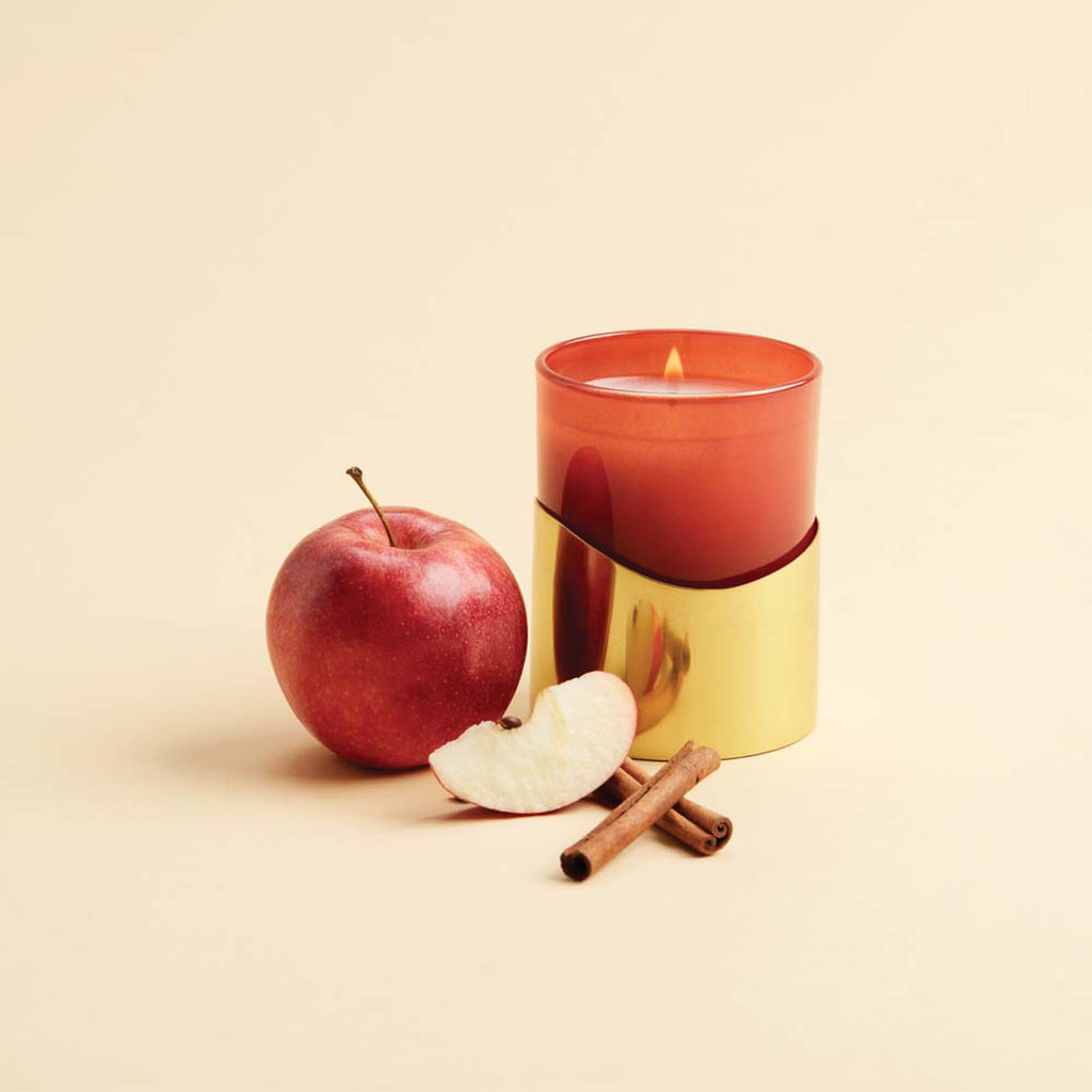 Simmered Cider Harvest Red Poured Candle with Gold Sleeve