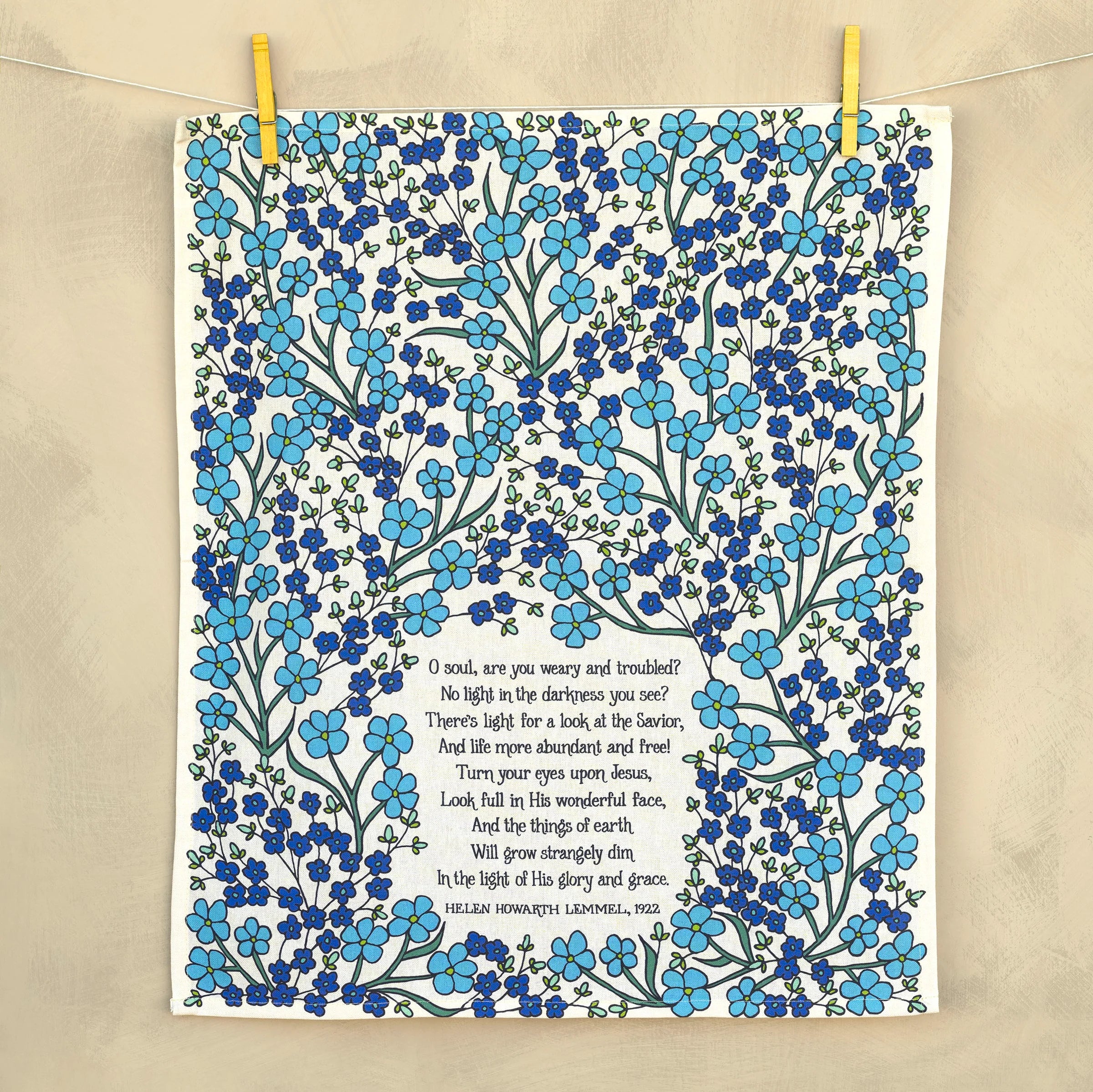 Turn Your Eyes Upon Jesus Hymn Tea Towel