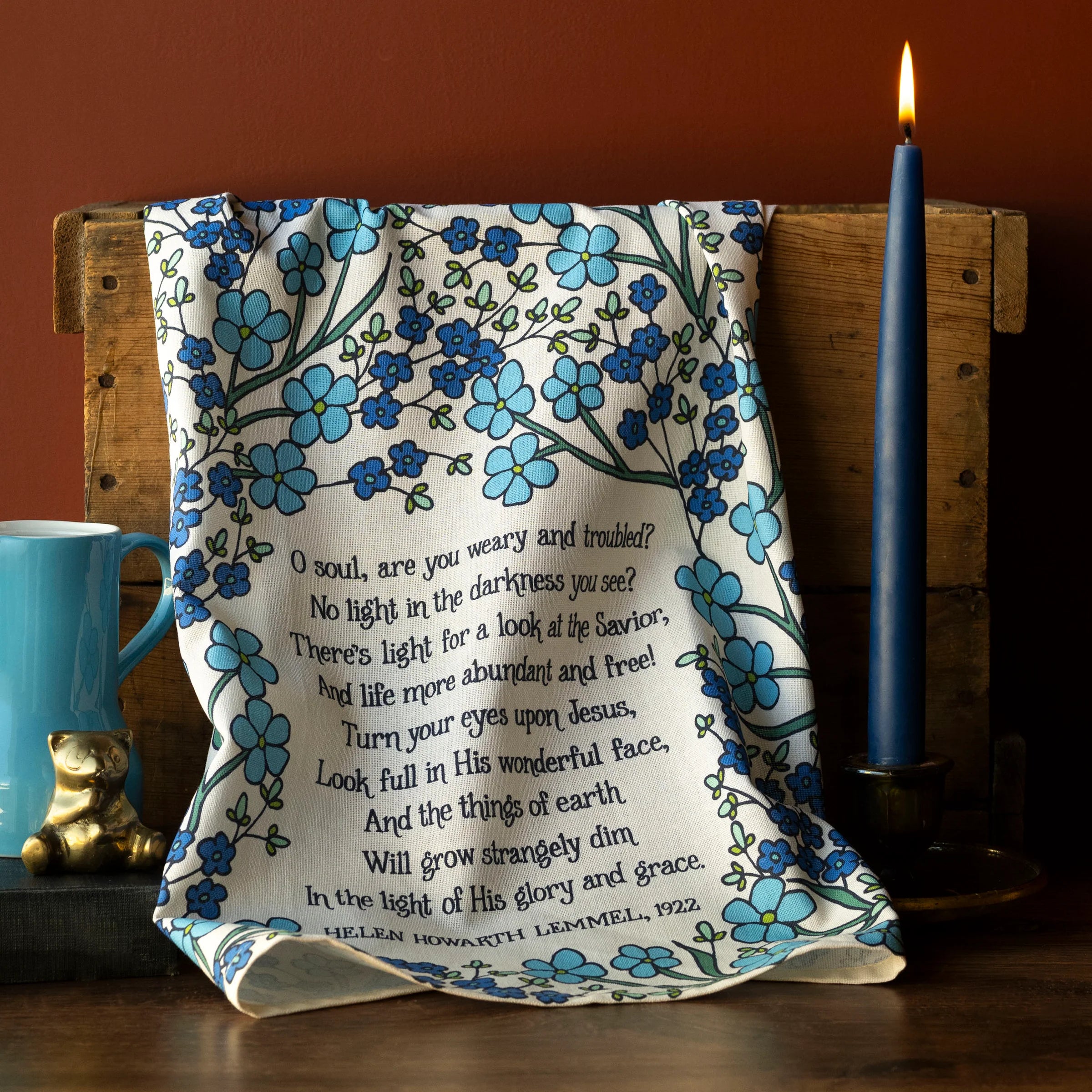 Turn Your Eyes Upon Jesus Hymn Tea Towel
