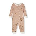 Organic Cotton Zipper Pajama Mushroom 3-6M