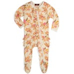 Organic Ruffle  Zipper Footed Romper Vintage Floral