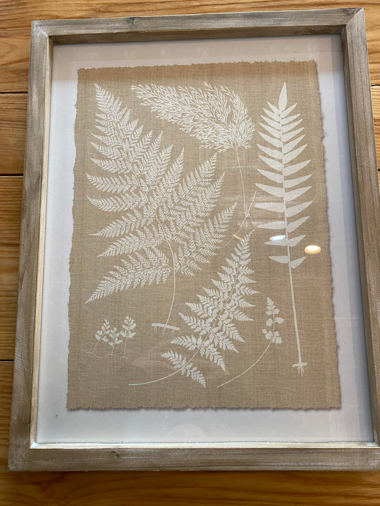 Framed Wall Decor with Fern Fronds