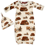 ORGANIC NEWBORN GOWN & HAT SET HOMESTEAD