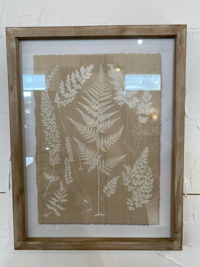 Framed Wall Decor with Fern Fronds