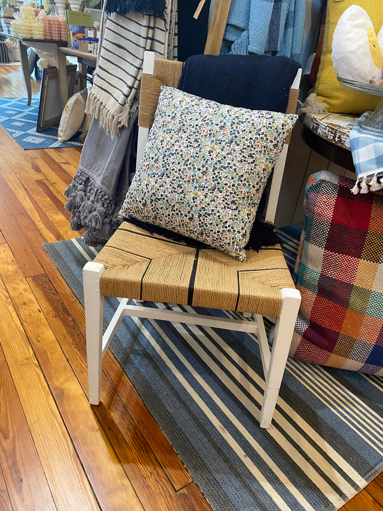 Woven Chair with Blue Stripes