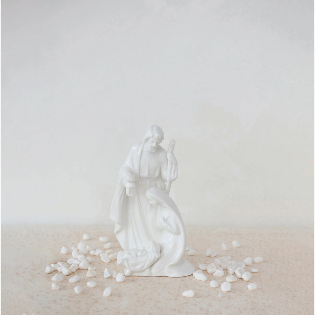 Stoneware Holy Family, White