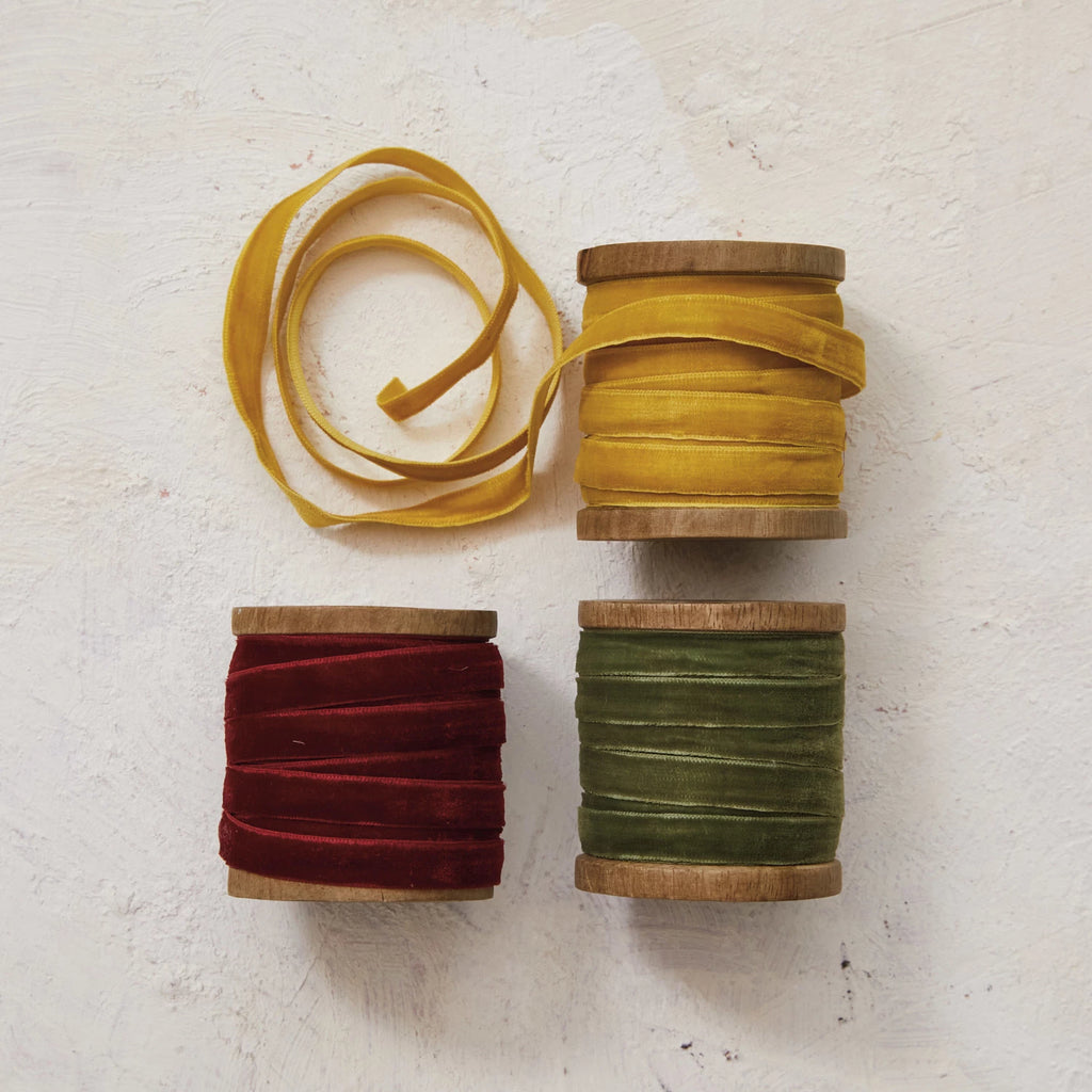 10 Yard Velvet Ribbon on Wood Spool