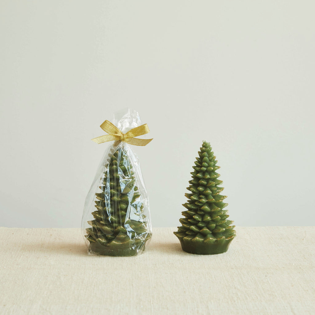 Unscented Tree Shaped Candle with Gold Tips