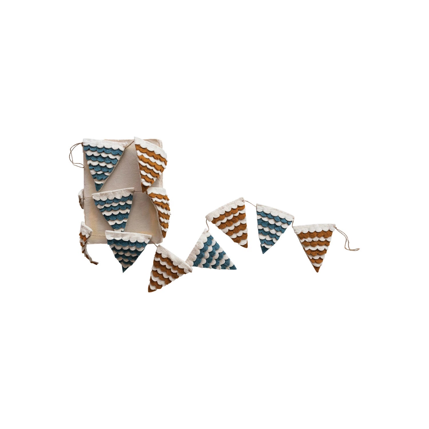Handmade Wool Felt Scalloped Pennant Garland, Multi Color