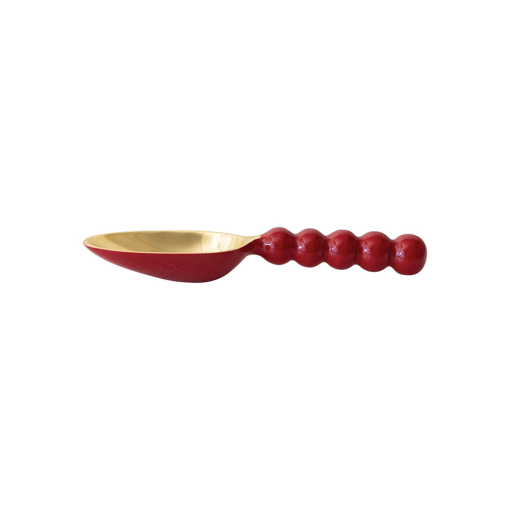 Enameled Aluminum Scoop, Red & Gold Finish