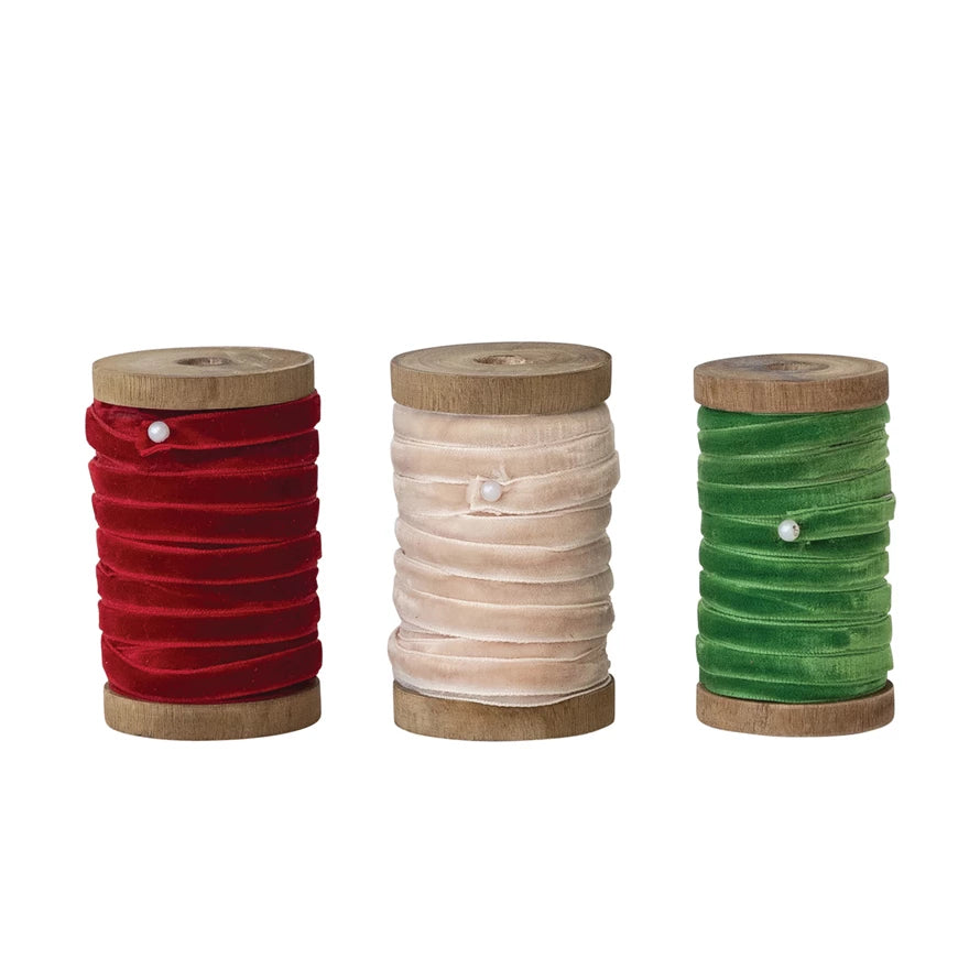 Velvet Ribbon on Wood Spool