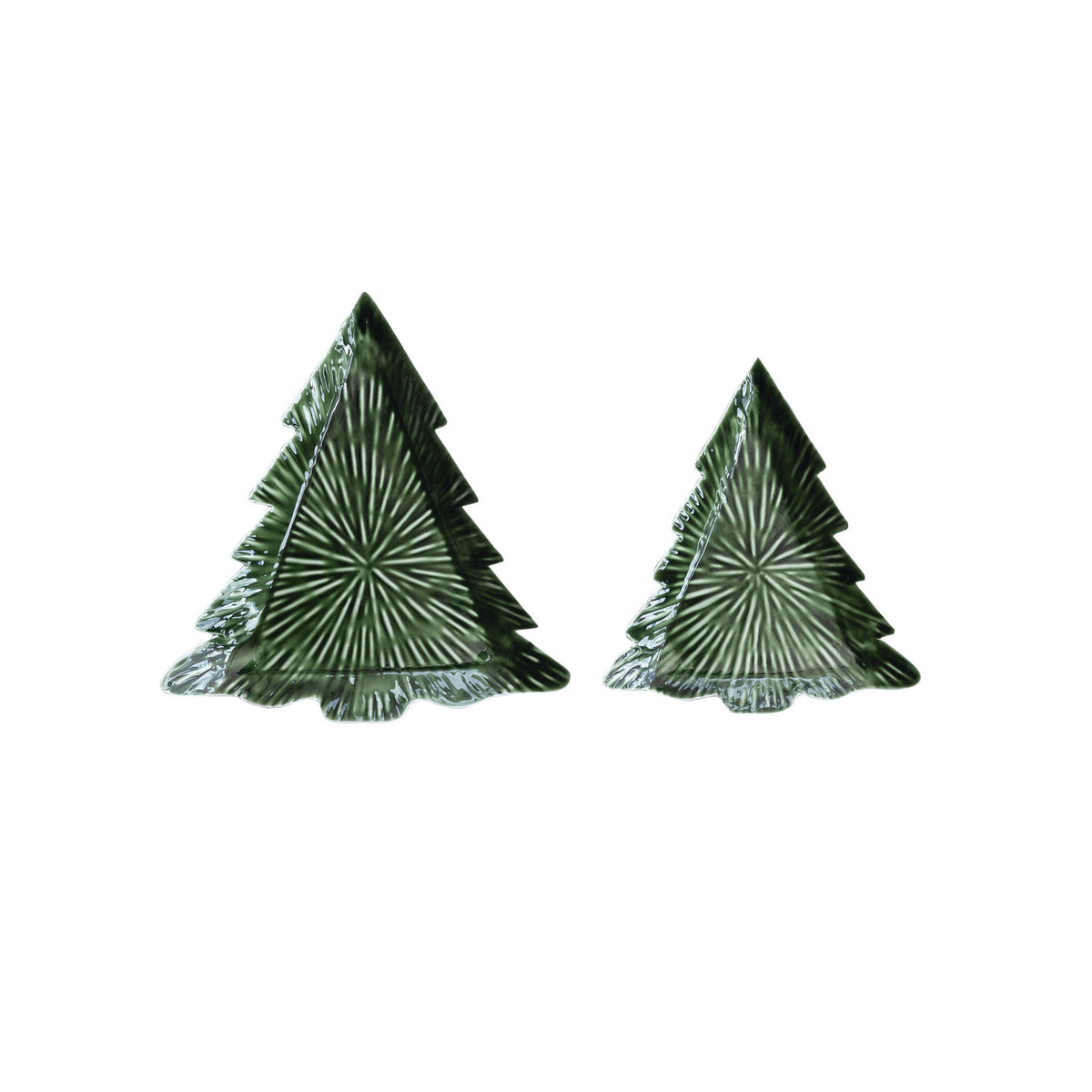 Enameled Metal Tree Shaped Trays, Green