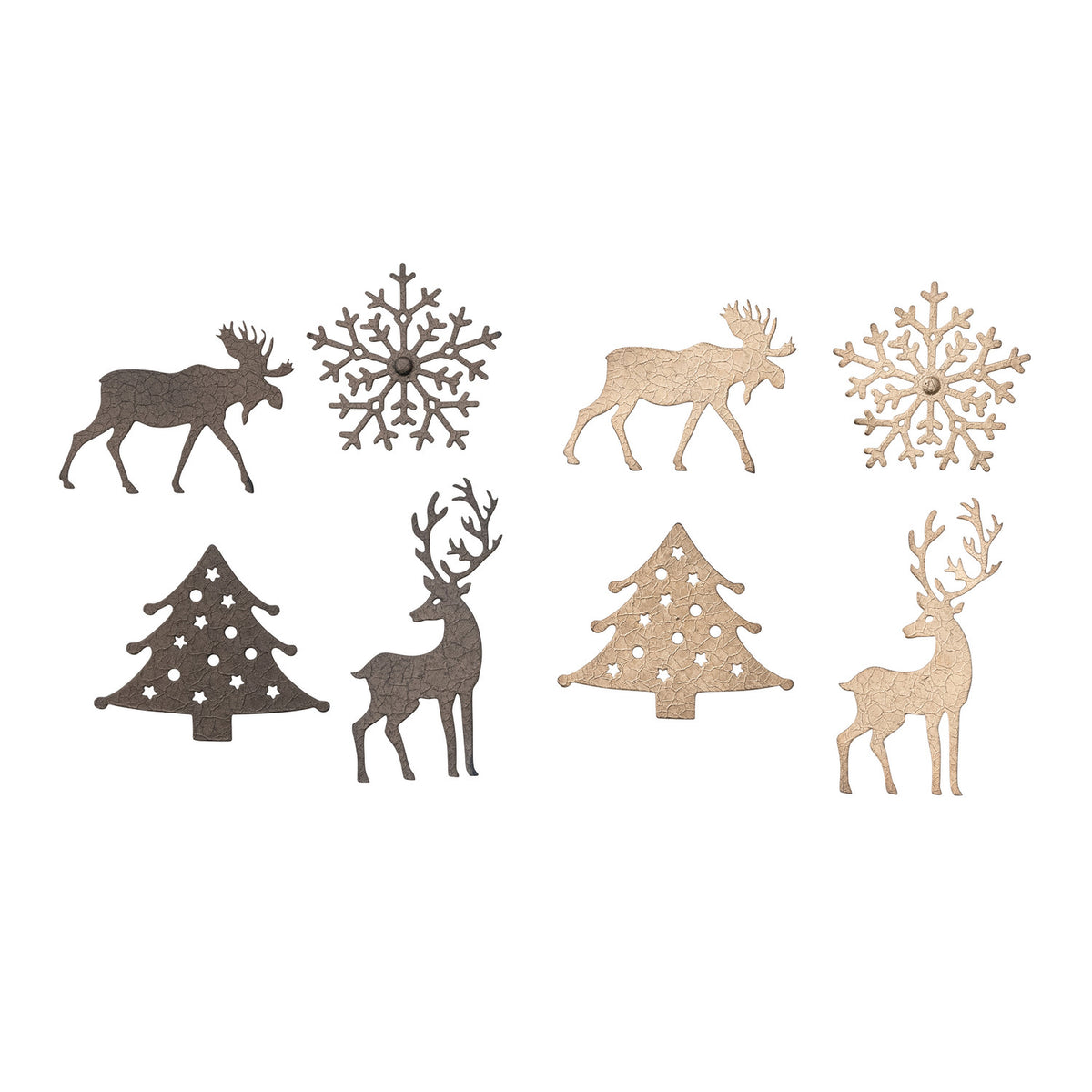Textured Metal Holiday Icon Shaped Magnets, 2 Finishes, 4 Styles