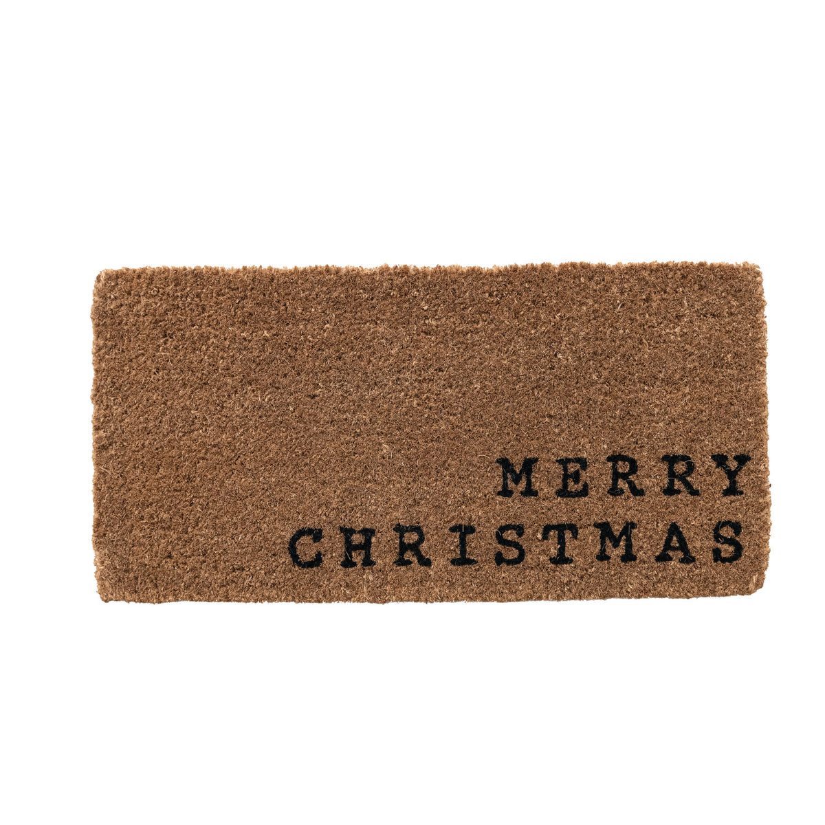 Natural Coir Doormat "Merry Christmas", Black