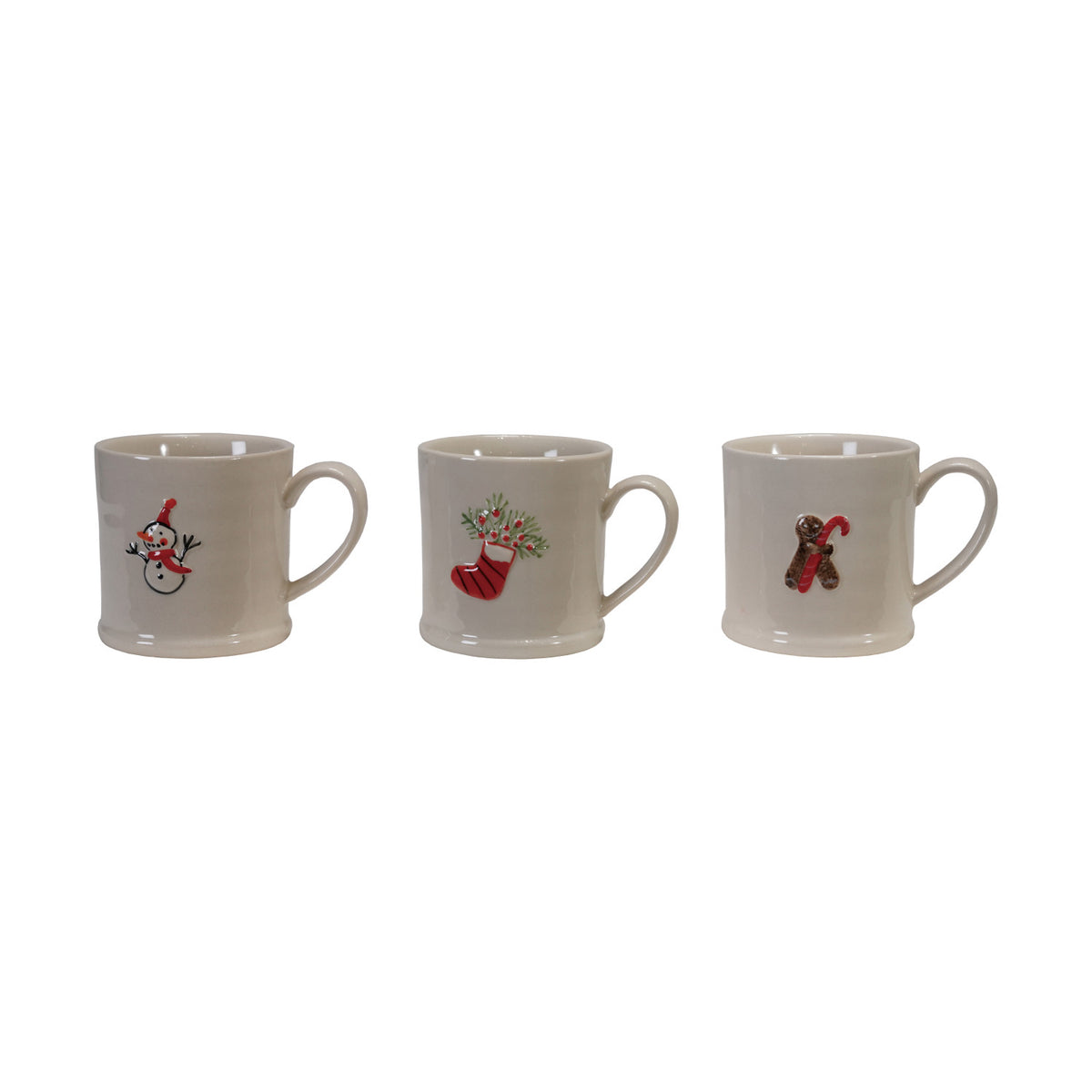 8 oz. Embossed Stoneware Mug with Holiday Icon, 3 Styles