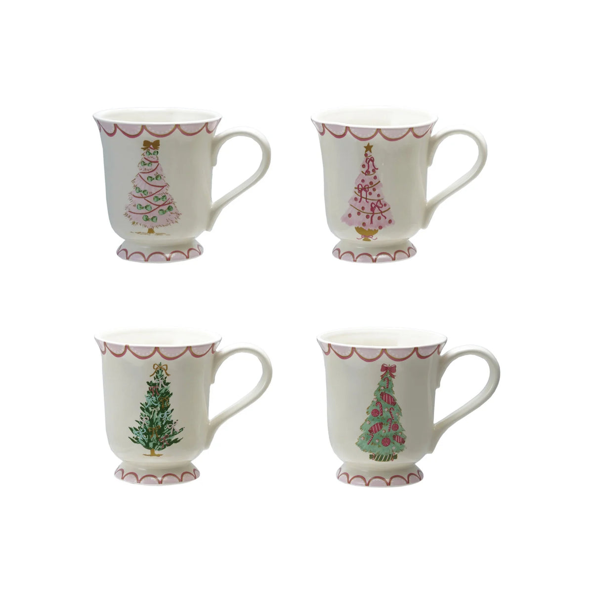 12 oz. Stoneware Mug with Christmas Tree, 4 Styles