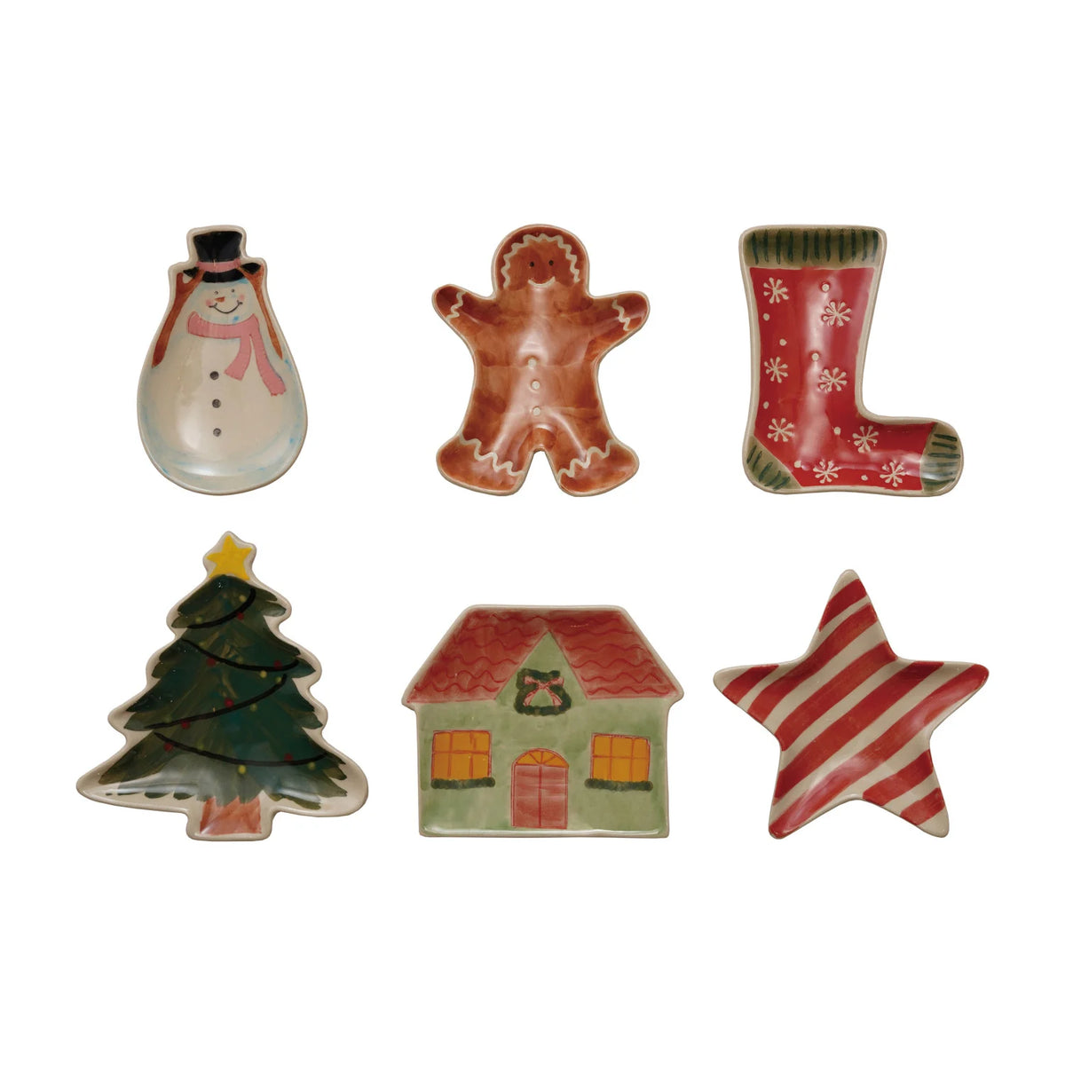 Hand-Painted Stoneware Holiday Shaped Dish, 6 Styles