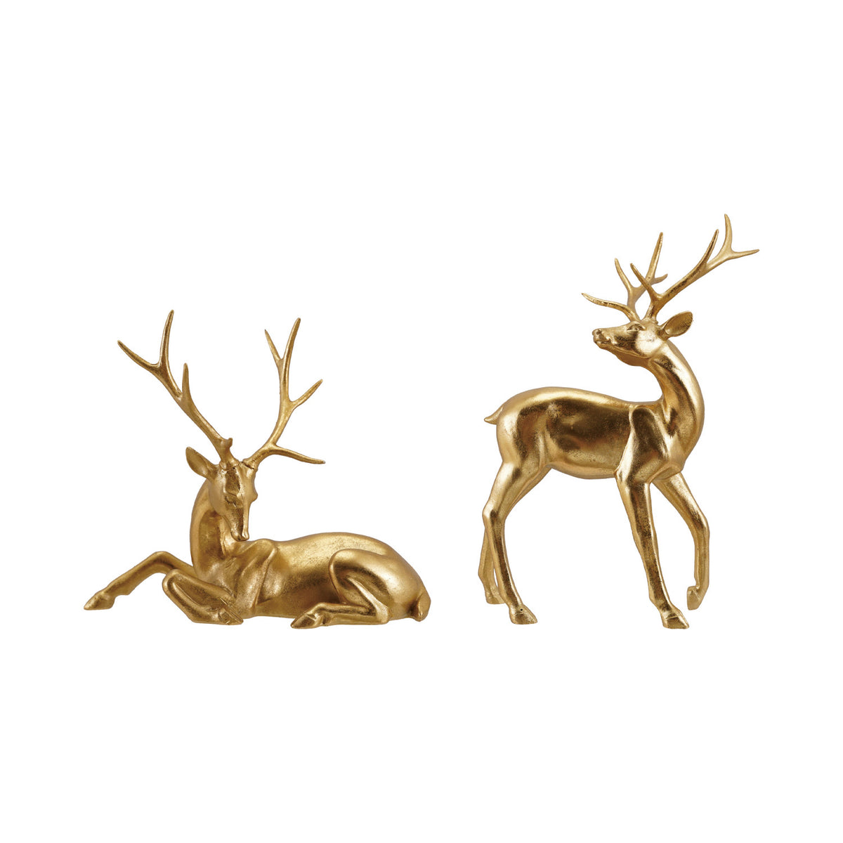 Resin Standing & Lying Deer, Gold Finish