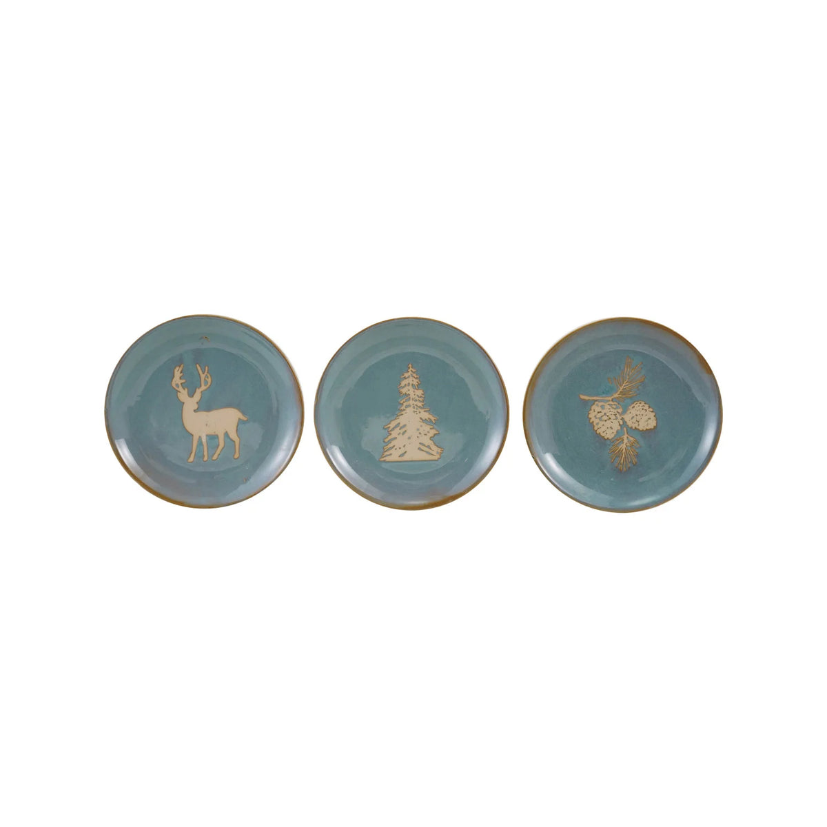 Stoneware Plate with Wax Relief Image, Blue, 3 Styles