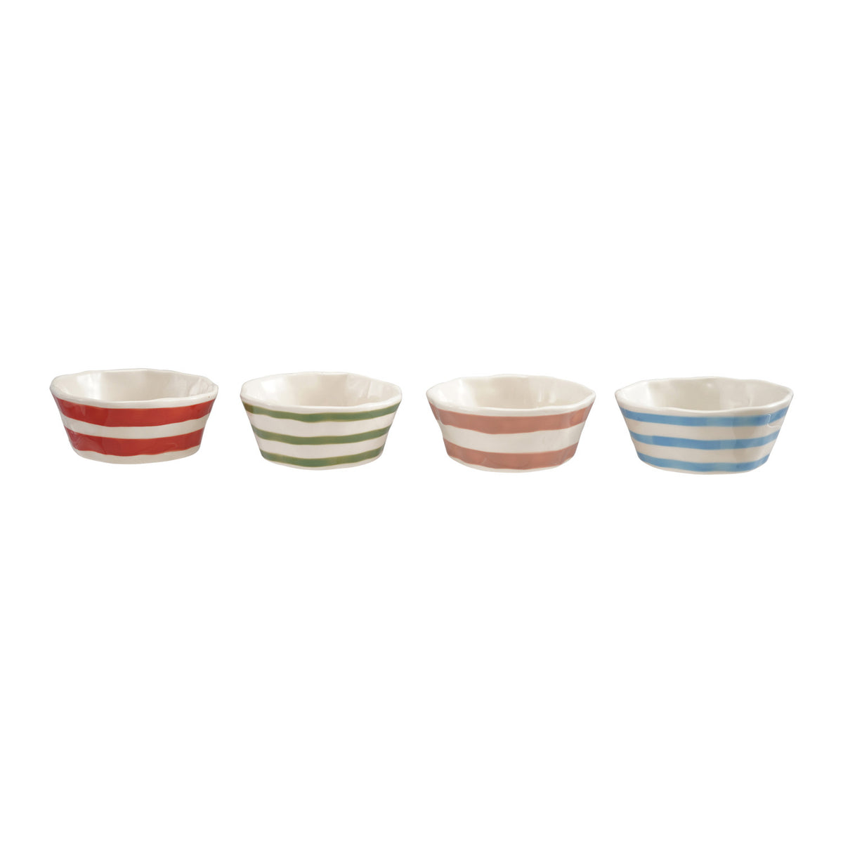 Hand-Painted Stoneware Striped Bowl, 4 Styles