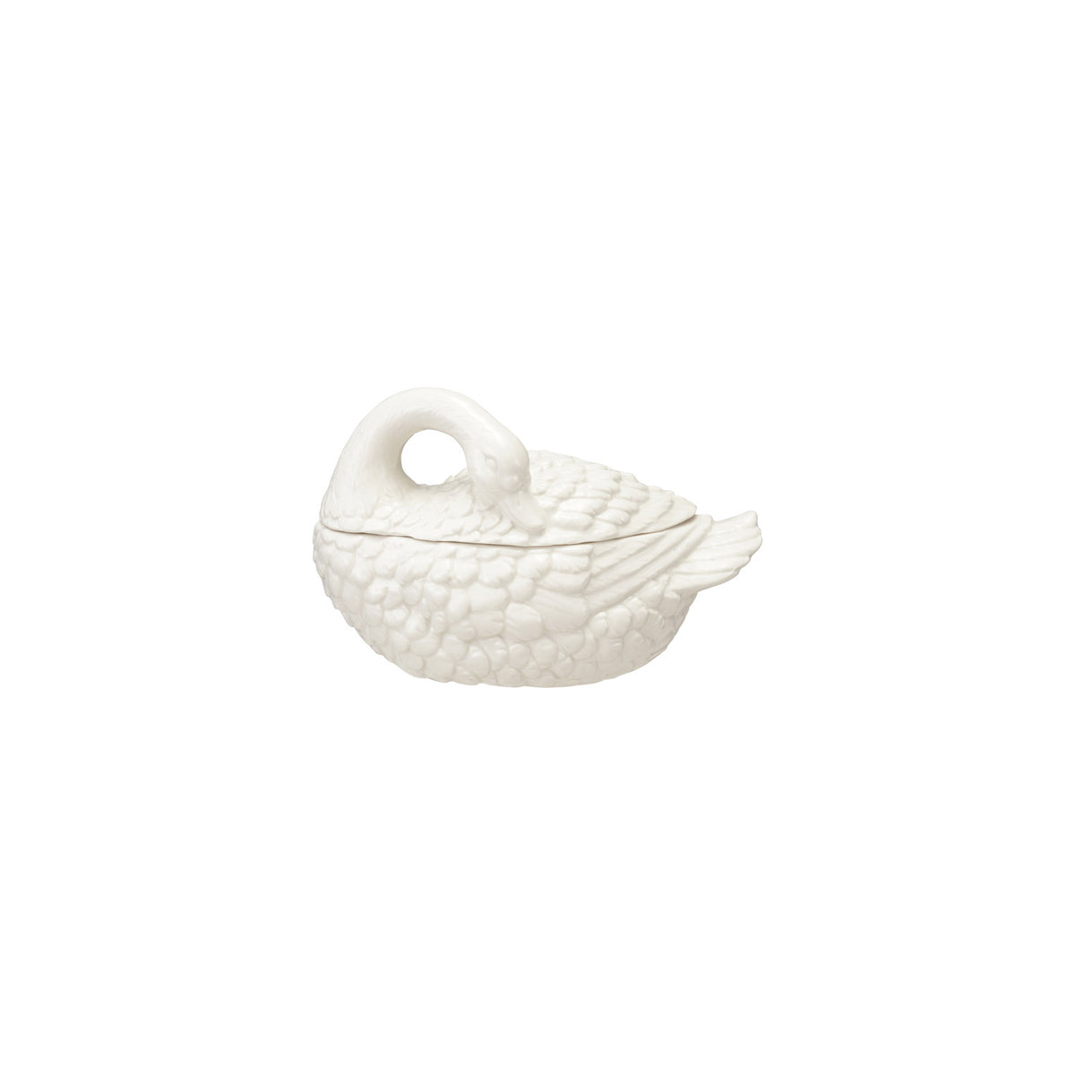 Stoneware Swan Shaped Jar with Lid, White