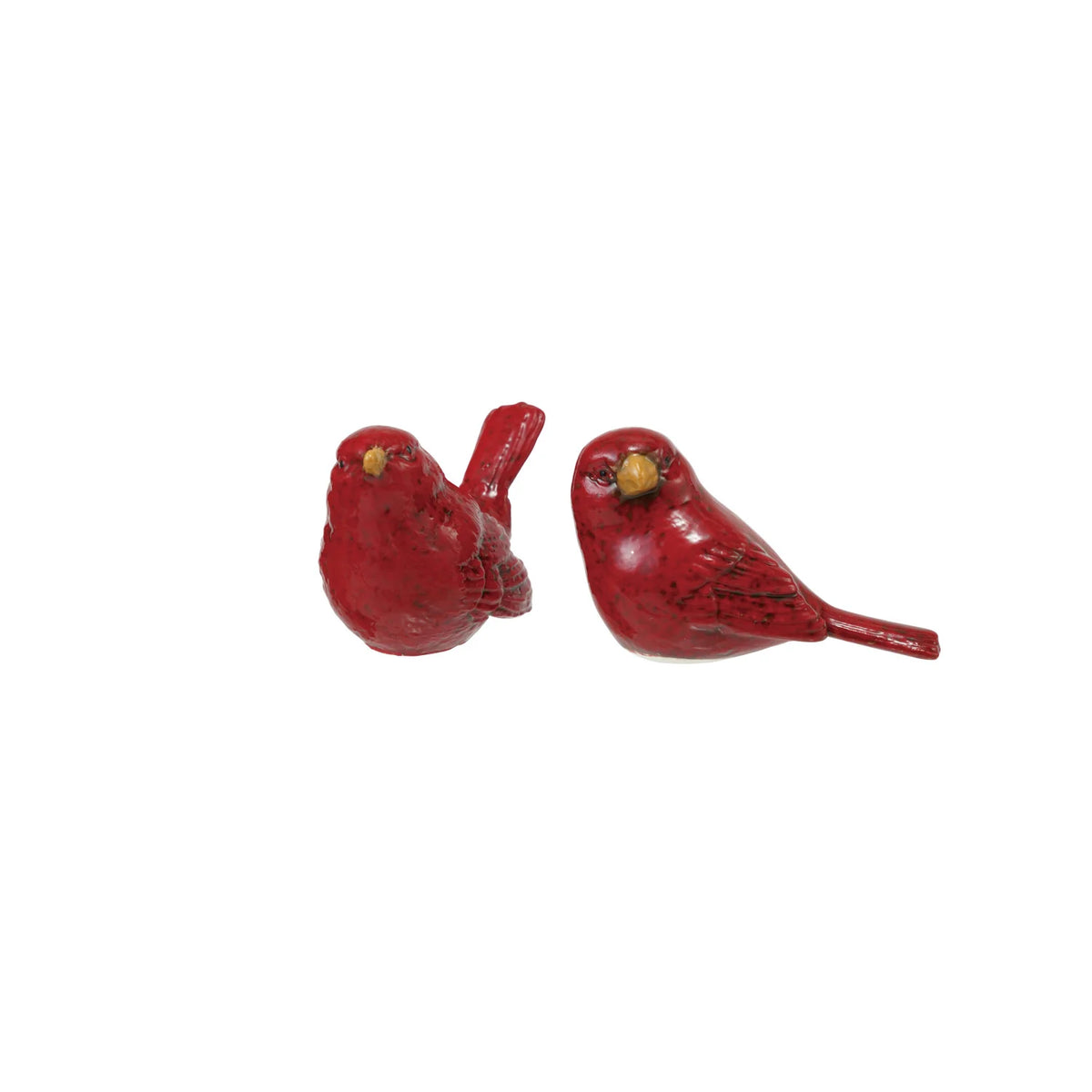 Hand-Painted Embossed Ceramic Bird, Red & Yellow, 2 Styles (Each One Will Vary)
