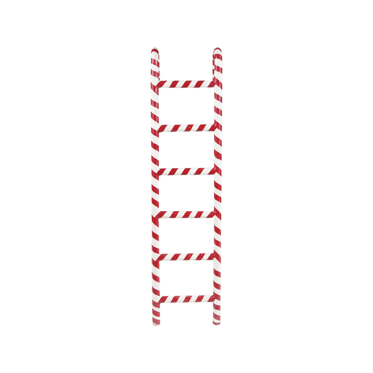 Decorative Paper Mache & Metal Ladder with Candy Stripes, Red & White