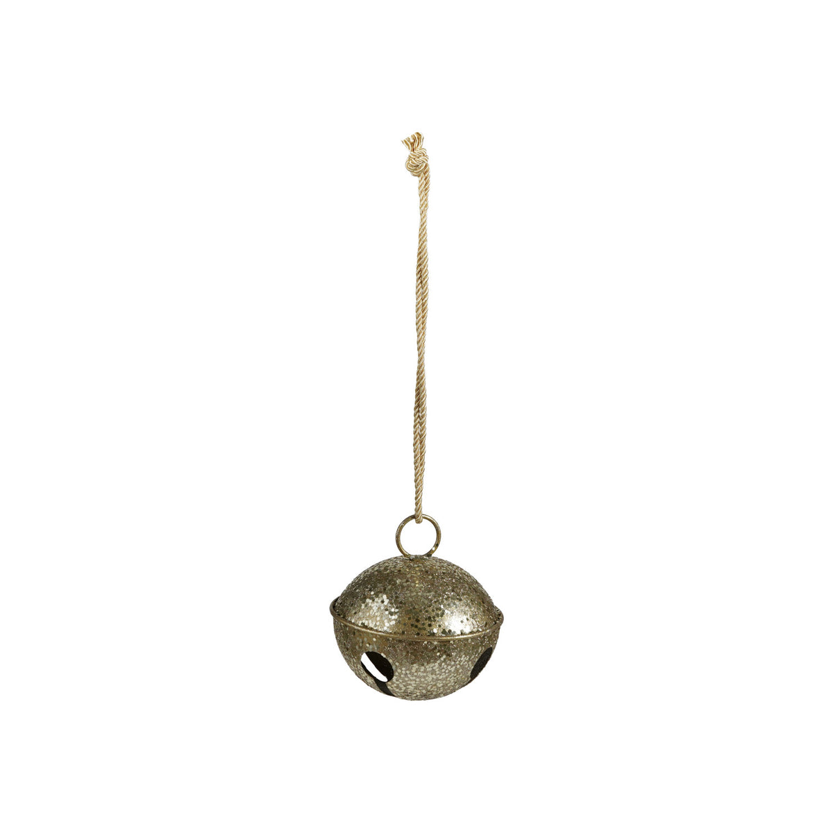 Metal Bell Ornament, Gold Glitter Finish