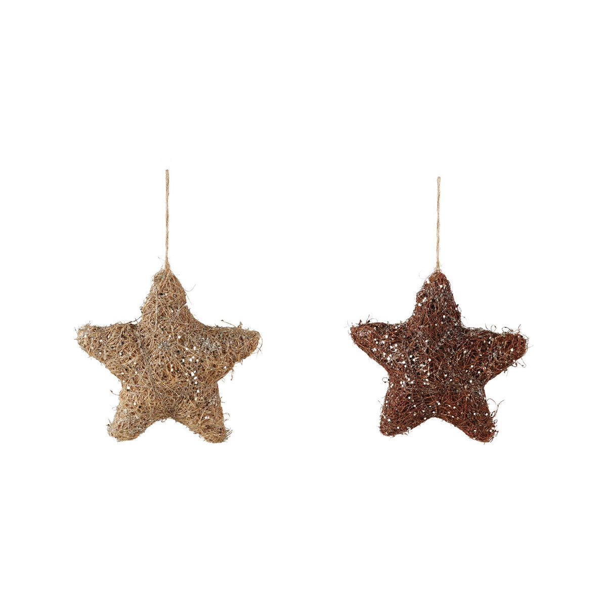 Grass Star Ornament with Glitter, 2 Colors